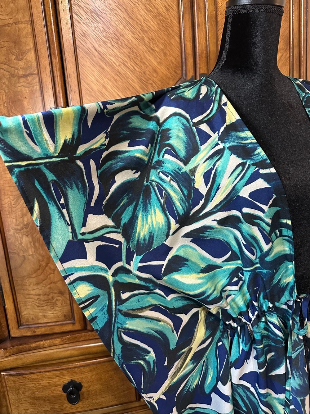 Collection XVIII Tropical Palm Print Beach Cover Up Kimono One Size - Picture 4 of 8